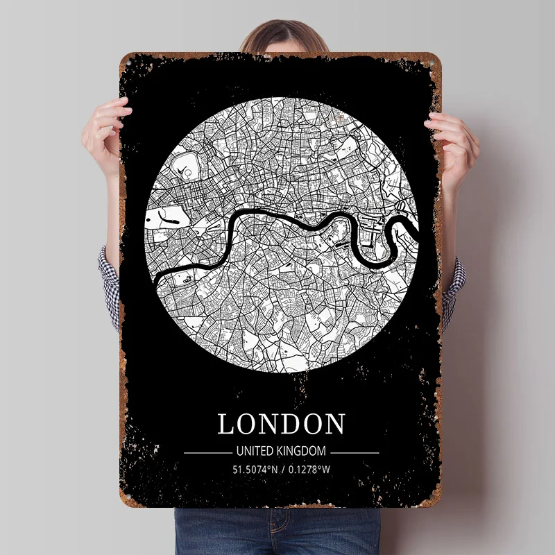 Retro Gaming London - London City Map Tin Plaque Poster