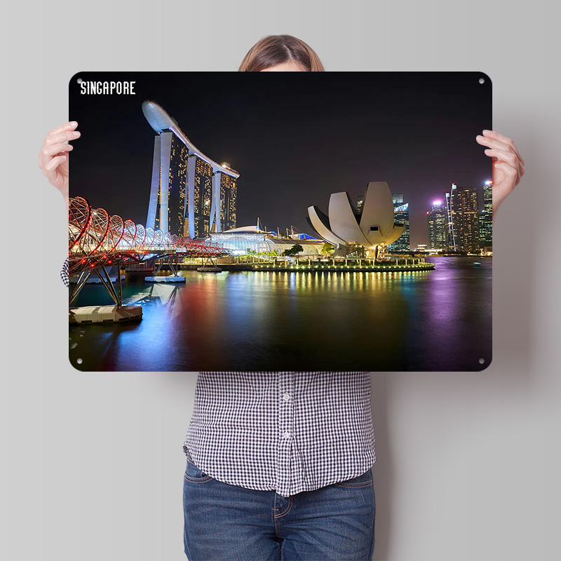 Retro Gaming At - Singapore Skyline At Night Poster Retro
