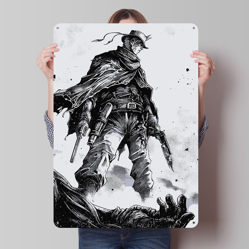 Retro Gaming Gun - Cowboy With Guns and Knife Metal