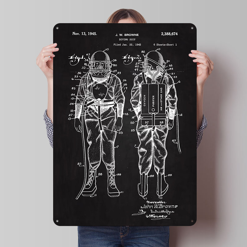Retro Gaming At - 1945 Diving Suit Patent Metal Poster