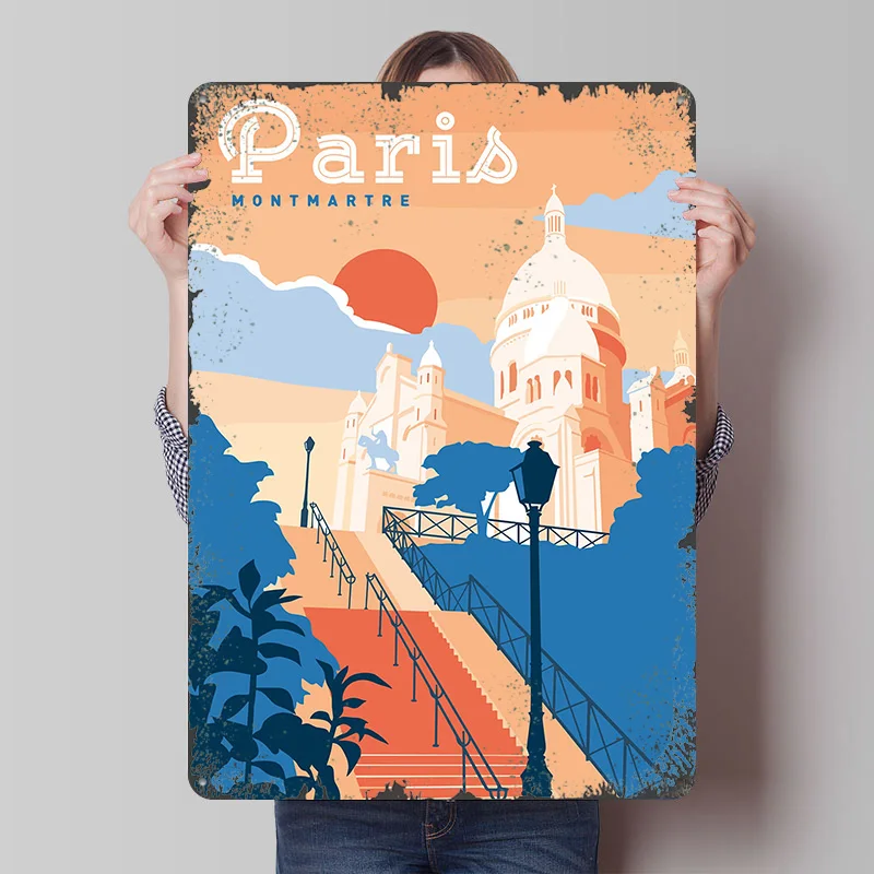 Retro Gaming Paris - Paris Montmartre Travel Printed Poster Customized