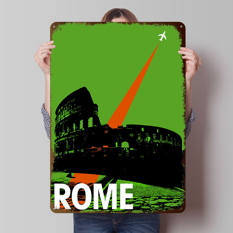 Retro Gaming At - Rome Travel Metal Poster Customized Wall