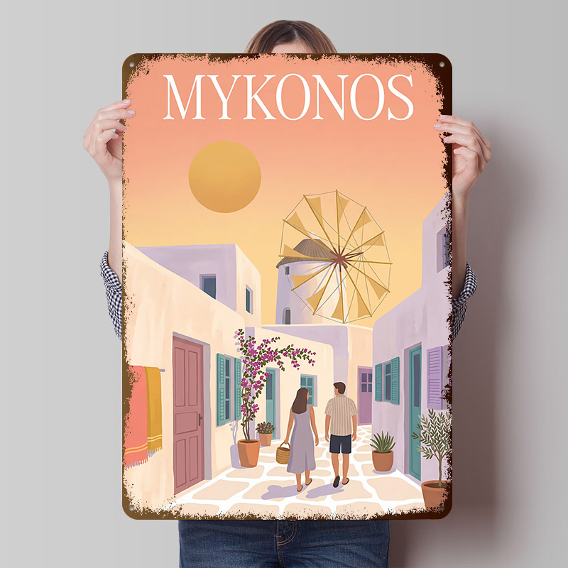 Retro Gaming Bar - Mykonos Greece Metal Poster Customized Wall