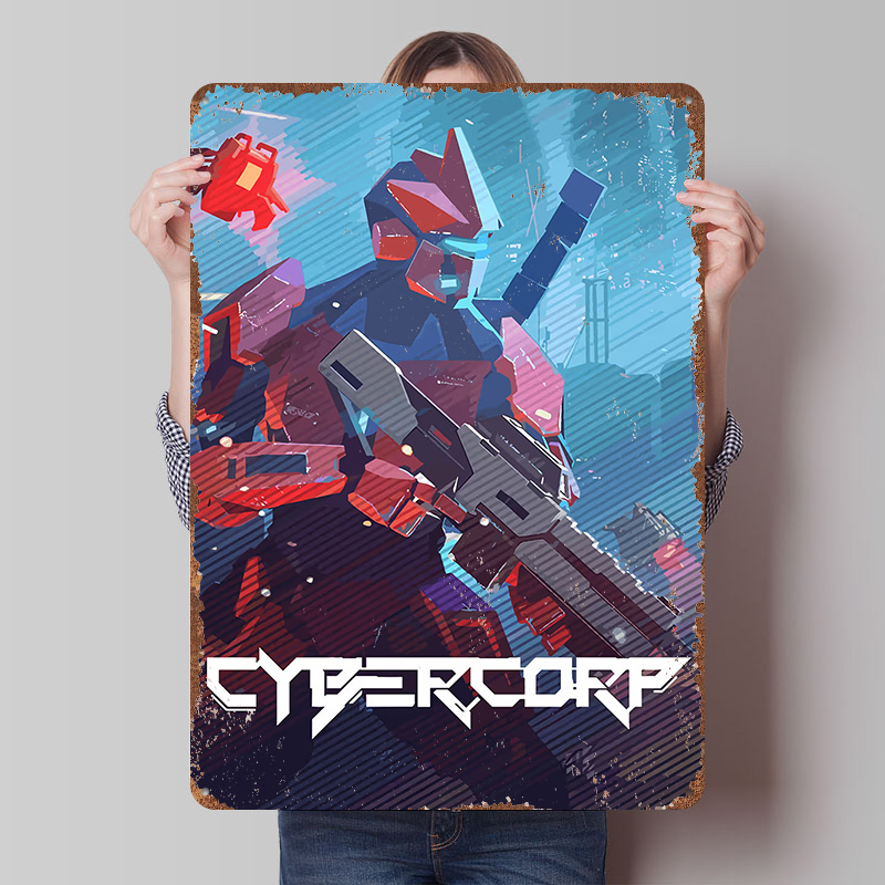Retro Gaming Gun - Cyberpunk Robot With Gun Metal Poster