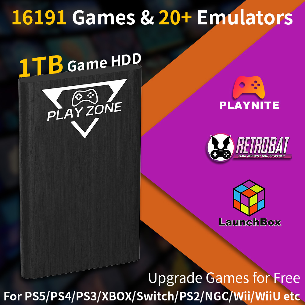 Retro Gaming Realm - Play Zone 1TB Portable Gaming HDD