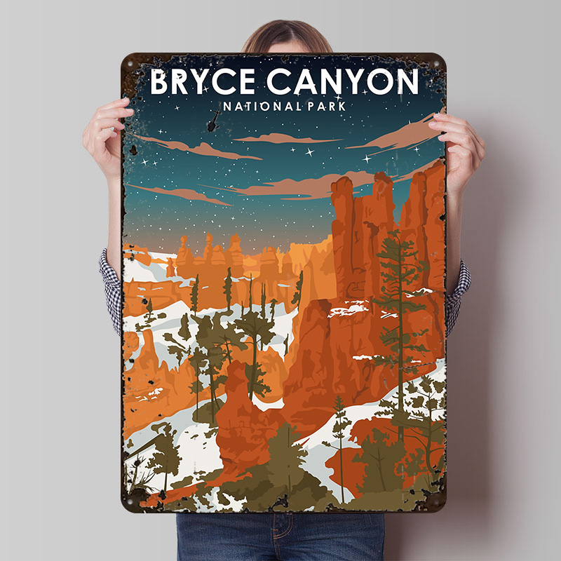 Retro Gaming At - Bryce Canyon At Night Printed Poster