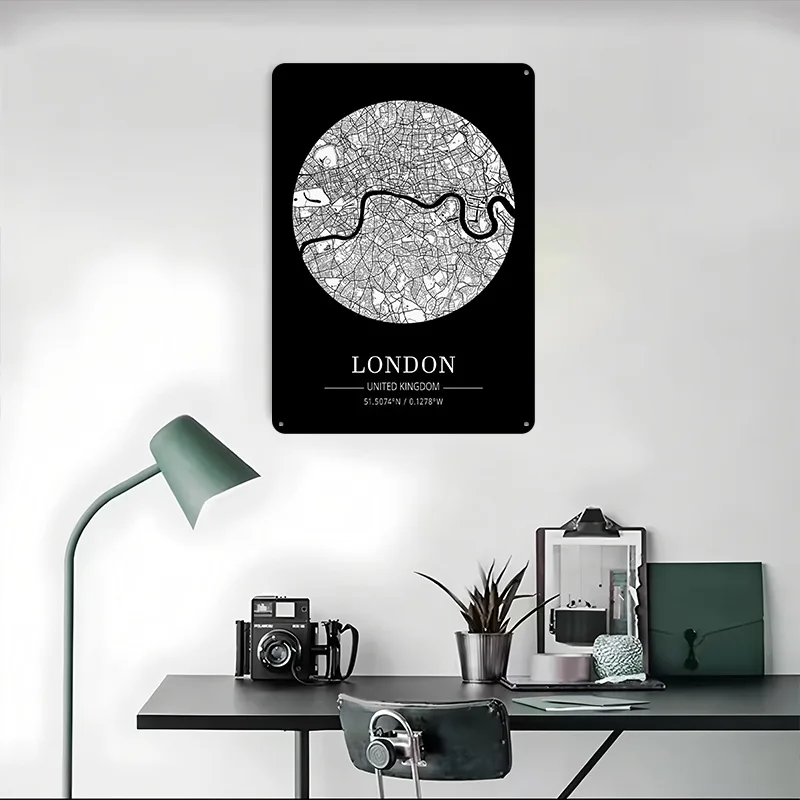 London City Map Tin Plaque Pos - Retro Gaming London ulasan dan harga