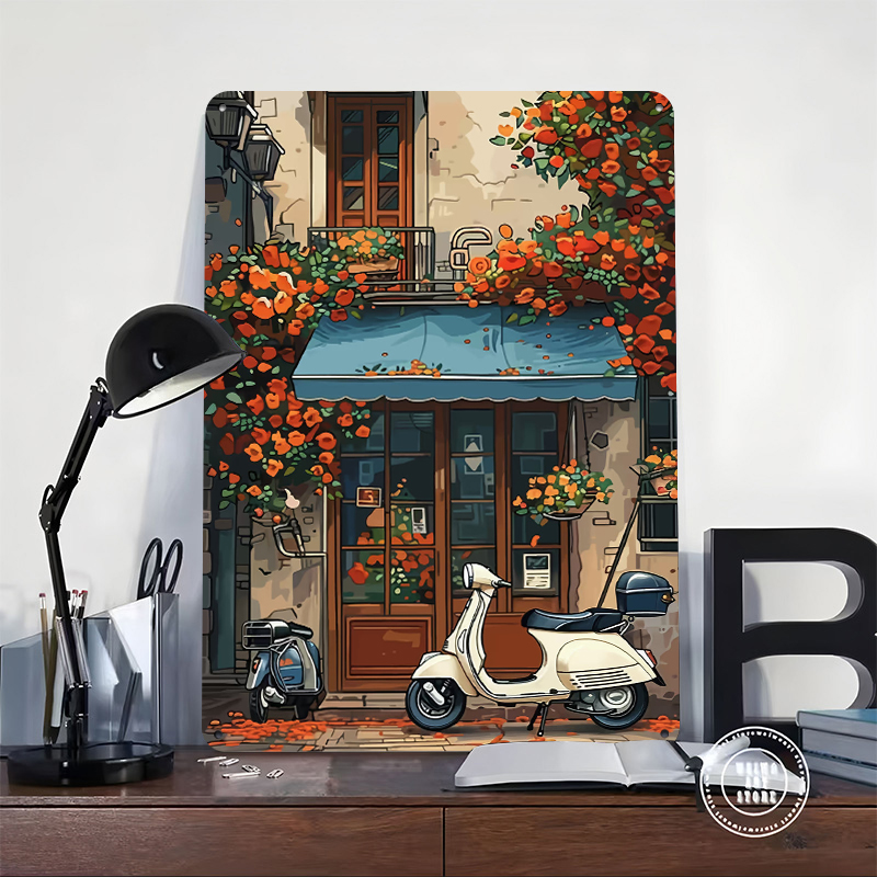 Vintage Scooter Shop Poster Cu - Retro Gaming At ulasan dan harga