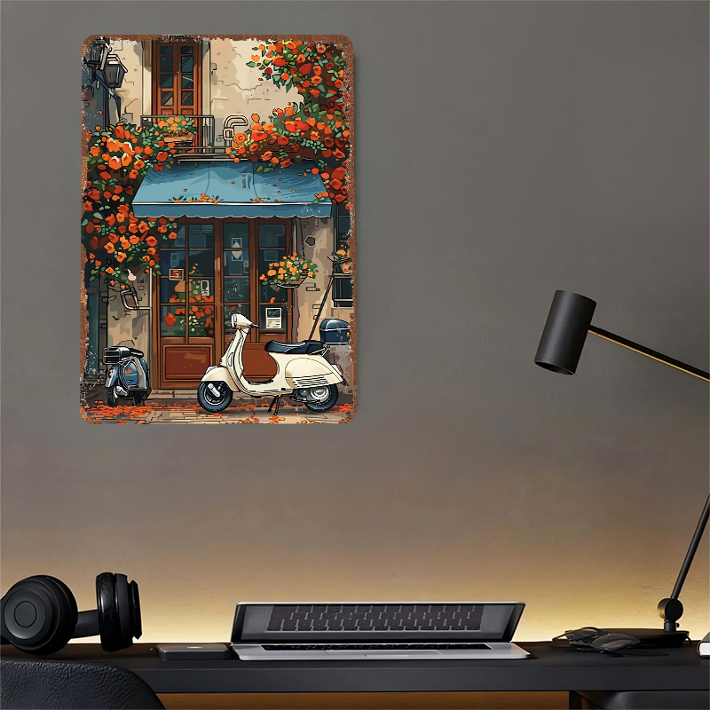 Vintage Scooter Shop Poster Cu - Retro Gaming At ulasan dan harga