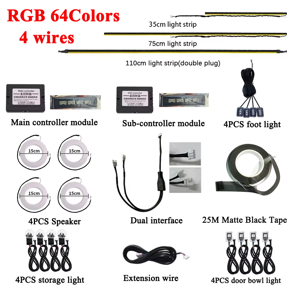RGB 64 Colors LED Car Ambient  - Controller Extension Cord ulasan dan harga