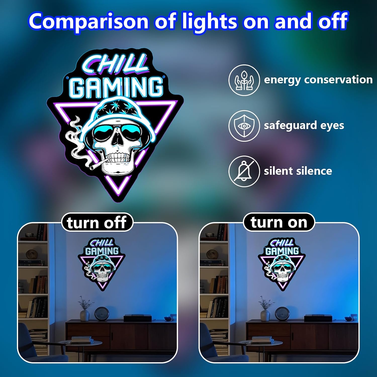  Chill Gaming Skull LED Neon  - Retro Gaming Bar ulasan dan harga