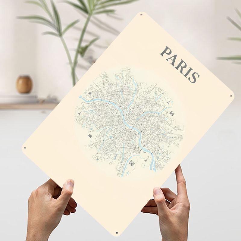 Paris City Map Tinplate Poster - Retro Gaming Paris ulasan dan harga