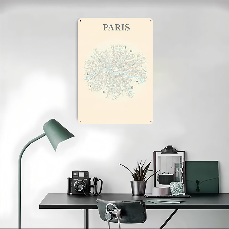 Paris City Map Tinplate Poster - Retro Gaming Paris ulasan dan harga