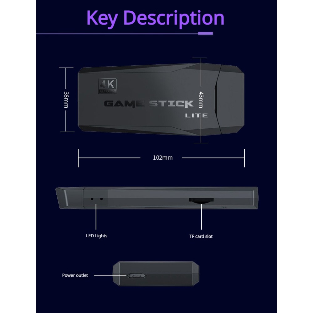 Portable 4K Retro Game Stick C - Retro Gaming Qss ulasan dan harga