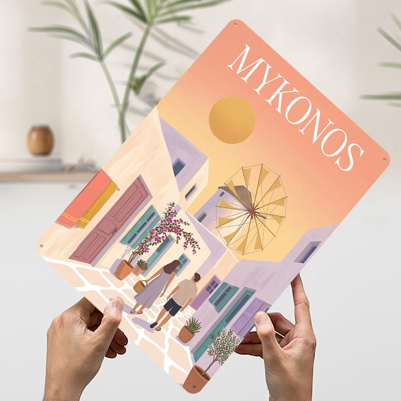 Mykonos Greece Metal Poster Cu - Retro Gaming Bar ulasan dan harga