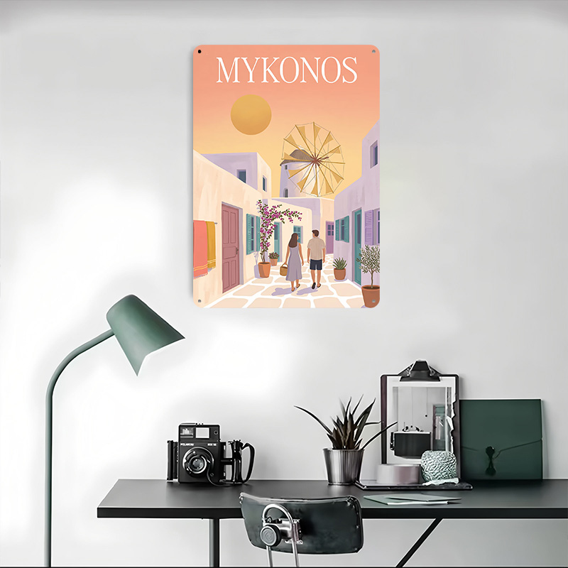 Mykonos Greece Metal Poster Cu - Retro Gaming Bar ulasan dan harga