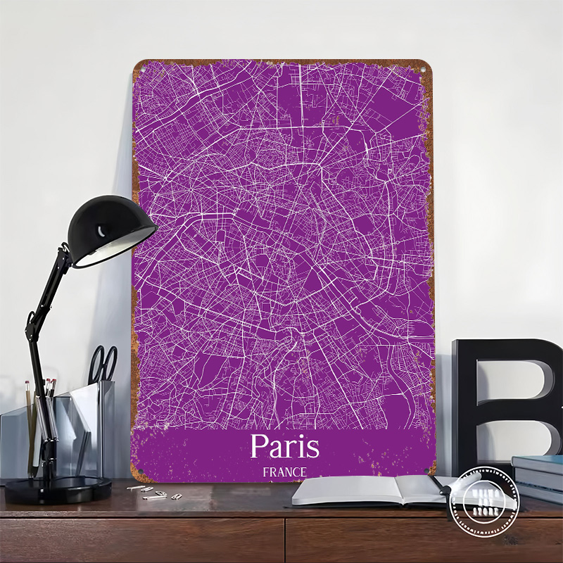 Paris City Map Printed Poster  - Retro Gaming Paris ulasan dan harga