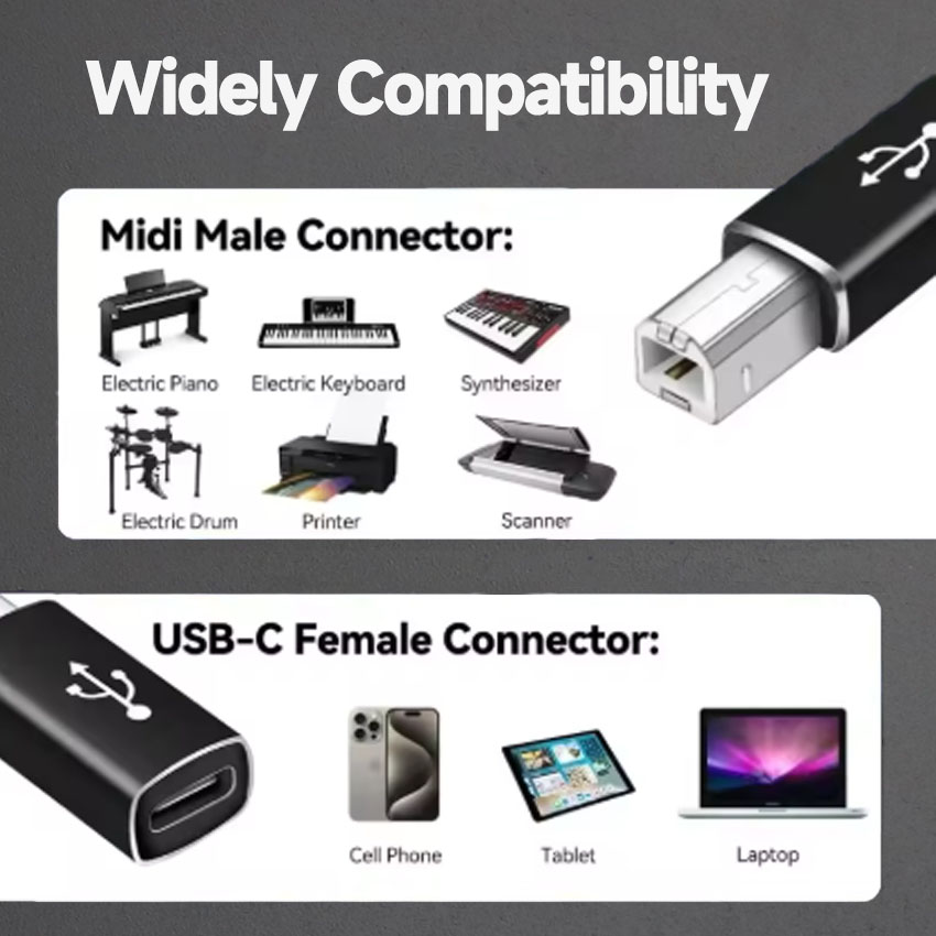 1PC USB C To USB  2.0 For MIDI - Controller Adapter Usb ulasan dan harga
